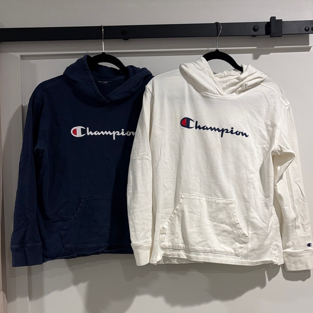 Champion Navy and White Logo Hoodie Set
